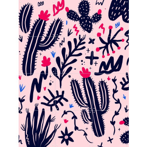 IXXI Mexico Cactus, Pop-art by Tadej - 60 x 80 cm - Gratis ophangtool - Grote wanddecoratie en posters - Speels, Pop art, Kleurrijk, Illustraties