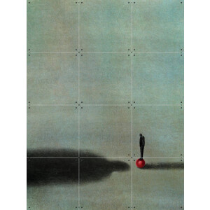IXXI Red Dot, Jetske Kox - 60 x 80 cm - Gratis ophangtool - Grote wanddecoratie en posters - Minimalistisch, Surrealisme, Illustraties, Woonkamer
