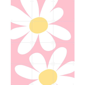 IXXI Flowers on Pink, BAINAI - 60 x 80 cm - Gratis ophangtool - Grote wanddecoratie en posters Babykamer, Kinderkamer, Kinderen