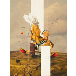 IXXI Yellow Echoes of Time, Frank Moth - 60 x 80 cm - Gratis ophangtool - Grote wanddecoratie en posters - Collage, Surrealisme, Digitale Kunst