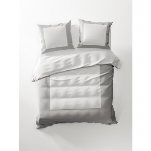 HNL Lina Dekbedovertrek - Eenpersoons - 140x200/220 cm - White/Silver Grey