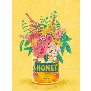 IXXI Flower in Honey can, Raissa Oltmanns - 60 x 80 cm - Gratis ophangtool - Grote wanddecoratie en posters - Kleurrijk, Speels, Illustraties