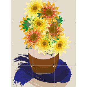IXXI Sunflowers, Markus Laible & Van Gogh 21st Century - 60 x 80 cm - Gratis ophangtool - Grote wanddecoratie en posters - Klassiek, Digitale Kunst