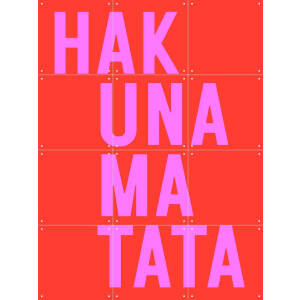IXXI Hakuna Matata - Red Pink, Ohkimiko & Various - 60 x 80 cm - Gratis ophangtool - Grote wanddecoratie en posters - Typografie, Grafisch Ontwerp