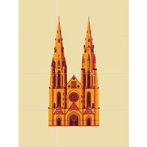 IXXI Sint Catharinakerk, Nieki van Diepen & Kunst in Kaart - 60 x 80 cm - Gratis ophangtool - Grote wanddecoratie en posters Gang, Studeerkamer