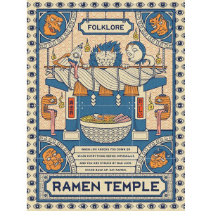 IXXI Ramen Temple Folklore, Ryan Ragnini - 60 x 80 cm - Gratis ophangtool - Grote wanddecoratie en posters - Illustraties, Ukiyo-e, Klassiek, Grafisch