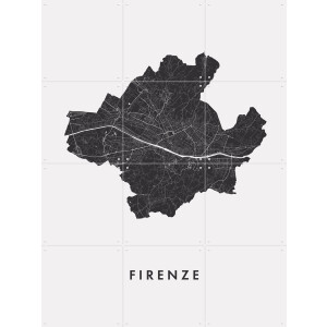 IXXI Firenze City Map, Kunst in Kaart - 60 x 80 cm - Gratis ophangtool - Grote wanddecoratie en posters - Minimalisme, Digitale Kunst, Technische