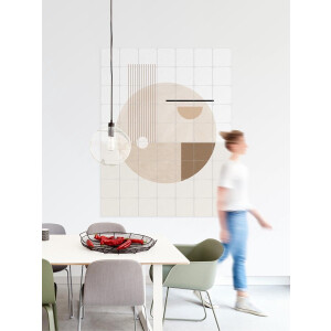 IXXI Neutral Semicircles Poster No.2, Elena Ristova & Various - 100 x 140 cm - Gratis ophangtool - Grote wanddecoratie en posters - Abstract, Line