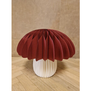 Decoratieve papieren paddenstoel met magneet - wit/rood 30x30cm