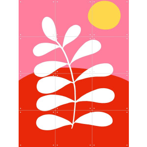 IXXI Pink Twig, BAINAI - 60 x 80 cm - Gratis ophangtool - Grote wanddecoratie en posters - Kleurrijk, Illustraties, Speels, Grafisch Ontwerp
