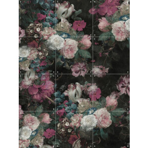 IXXI Moody Baroque Florals, Bloomery Decor - 60 x 80 cm - Gratis ophangtool - Grote wanddecoratie en posters - Klassiek, Vintage, Woonkamer, Eetkamer