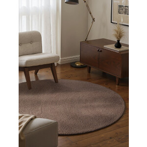 Flycarpets Calmio Rond Wollen Vloerkleed Taupe - Laagpolig - Japandi / Scandinavisch - Ø 200 cm rond