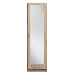 Leen Bakker - Kledingkast Varia 1-deurs Inclusief Spiegel - Licht Eiken - 175x49x50 Cm - Spaanplaat - Bruin