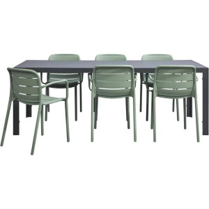 Leen Bakker - Tuinset Savoie Nice - 7-delig - 215 Cm - Kunststof/Aluminium - Groen - 10x10x10 Cm