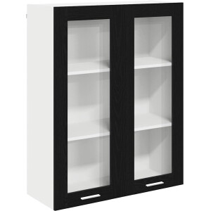 vidaXL - Hangkast - met - opslag - Zwart - Eiken - 80 - x - 31 - x - 100 - cm - Bewerkt - hout