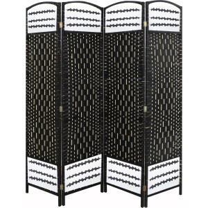 LW Collection Kamerscherm Zwart 170x160cm - rotan / rieten kamerschermen 4 panelen - scheidingswand paravent kant en klaar