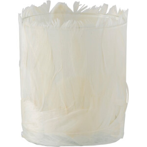 J-Line theelichthouder Veren - glas - creme - small - 4 stuks