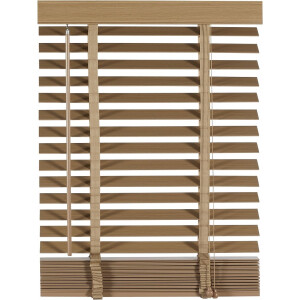 Houten Jaloezie Naturel - 80x130 cm (BxH) - Raamdecoratie - Lamelbreedte 50 mm - inc. Bedieningskoord en Draaistang - Eenvoudig op maat maken en monteren