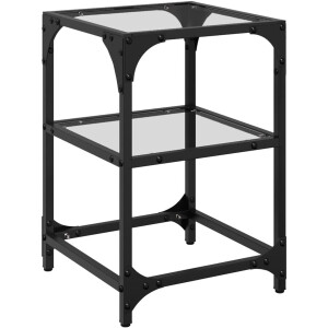 vidaXL Salontafels - Salontafel - Salontafel met transparant glazen blad 30x30x45 cm staal - Livingroom Furniture - Coffee Table - Side Table