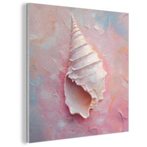 Akoestisch wandpaneel 60x60 cm - Vilt schilderij Schelp - Pastel - Pink - Akoestische panelen - Geluidsdempende wanddecoratie - Geluidsisolatie woonkamer - Muurdecoratie geluidspanelen