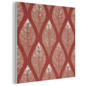 Akoestisch wandpaneel 40x40 cm - Vilt schilderij Bladeren - Rood - Elegant - Akoestische panelen - Geluidsdempende wanddecoratie - Geluidsisolatie woonkamer - Muurdecoratie geluidspanelen