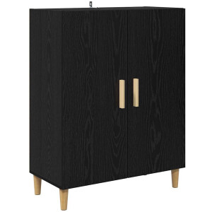 vidaXL - Dressoir - Zwart - Eiken - 70 - x - 34 - x - 90 - cm - Bewerkt - hout