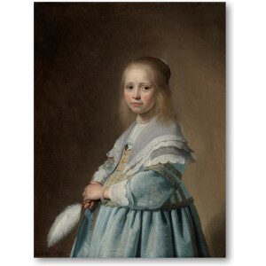 Portret van een meisje in het blauw - 30x40 Forex Staand - Johannes Cornelisz. Verspronck - Meesterwerken