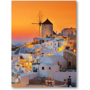 Oia bij zonsondergang, Santorini Griekenland - 30x40 Canvas Staand - Besteposter