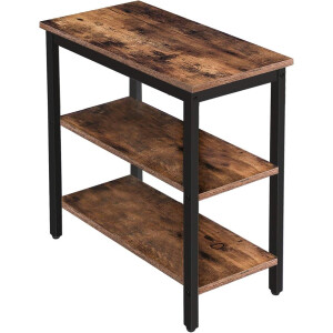 Brenzoos - Bijzettafel 3 niveaus in industriële stijl voor woonkamer - slaapkamer - keuken - eenvoudige montage - metalen frame - rustiek bruin