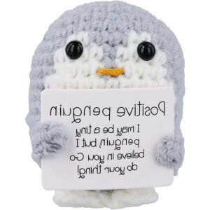 Jhubers Goods - Leuke Emotionele Pinguïn 2021 - Pinguïn Speelgoed - Creatief Handgemaakt - Positieve Kaart - Schattige Decoratie - Aanmoediging en Steun - Geschikt voor Kinderen en Volwassenen - Grijs.