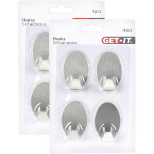 Excellent Houseware ophang haakjes - zelfklevend - 12x stuks - keuken - badkamer - rvs - D3.5 cm