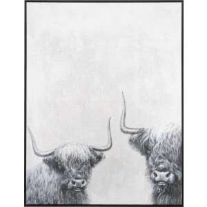 Art for the Home - Canvas Geschilderde details - Schotse Hooglanders - 80x60 cm