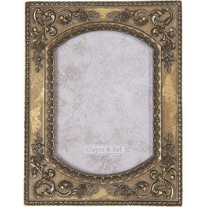 Clayre & Eef Fotolijst 10*15 cm Bruin Kunststof Rechthoek Fotokader Wissellijst Foto Frame