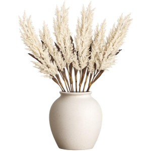 Mica Decorations Pampasgras pluim losse steel / tak - 8x - wit - 88 cm - Decoratie kunst bloemen - pluimgras