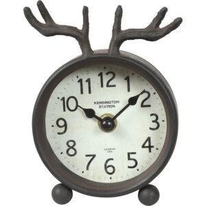 Countryfield Tafelklok Deer metaal L4,5B10,5H13,5CM wit/zwart