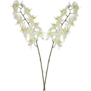 Mica Decorations Kunstbloem Orchidee tak - 2x - wit - 71 cm - Kunst zijdebloemen