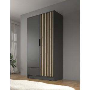 Meubella - Kledingkast Nairobi - Antraciet - Eiken - 105 cm