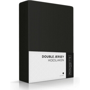 Romanette Hoeslaken Double Jersey Zwart 160/180/200 x 200/210/220 cm