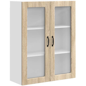 vidaXL - Wandglas - Kasten - PORTO - Sonoma - Eik - 80 - x - 31 - x - 100 - cm - Bewerkt - hout