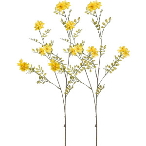 Emerald Kunstbloem bloesem tak - 2x - 91 cm - geel - kunst zijdebloemen