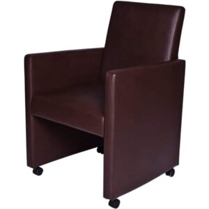 vidaXL Eetkamerstoelen - Kunstleer - 2 stuks - Bruin Moderne Eetkamerstoelen - Bruine Eetkamerstoelen - Kunstleder Eetkamerstoelen - Eetkamerstoelen Met Wielen - Eetkamerstoelen Set Van 2