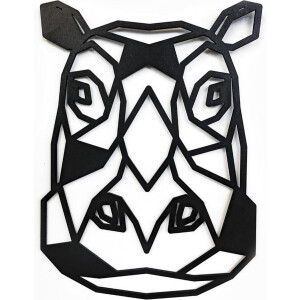 Houten Dierenkop • Houten Nijlpaard • Dierenkop Nijlpaard • Extra Groot • Zwart MDF • Houten Dier • Wandecoratie