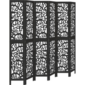 vidaXL - Kamerscherm - met - 6 - panelen - massief - paulowniahout - zwart