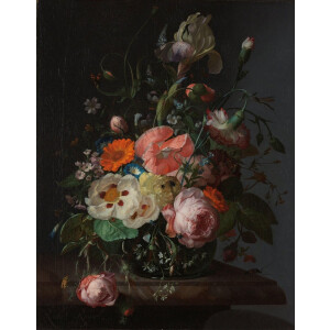 Luxe Wanddecoratie - Fotokunst Vaas met bloemen, Rachel Ruysch - Hoogste kwaliteit Plexiglas - Blind Aluminium Ophangsysteem - 80 x 120 - Akoestisch en UV Werend - inclusief verzending  -