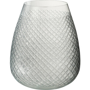 J-Line vaas Geruit - glas - transparant - medium - Ø 18 cm