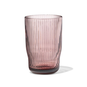 HEMA HEMA Longdrinkglas 340ml Bergen Glas Streep Reliëf Bordeauxrood (bordeauxrood)