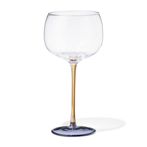 HEMA HEMA Wijnglas 380ml Glas Geel Met Blauw (multi)