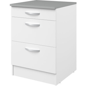 Onderkast Eko 60x60 met 3 lades - wit - Parisot - Keuken onderkast - Wit - Spaanplaat