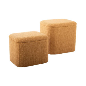 Set van 2 poefs Ada bouclé met opbergvak | LEITMOTIV
