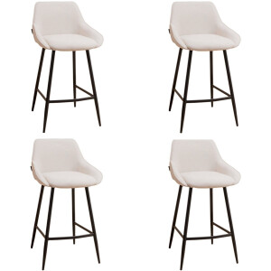 Bronx71® Scandinavische barkruk Lova gerecyclede stof off white 68 cm - Barkrukken set van 4 - barstoel